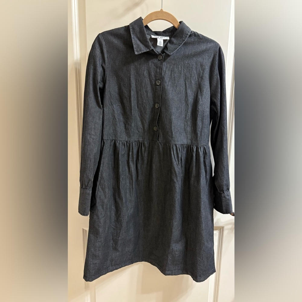 Nine West Charcoal denim Button-Up cotton dress.  Size Medium